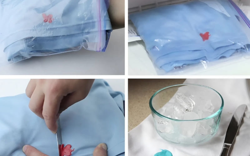 Cách tẩy kẹo cao su trên quần áo nhanh chóng bằng đá viên