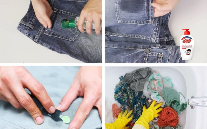 Sử dụng nước rửa tay để tẩy vết kẹo cao su