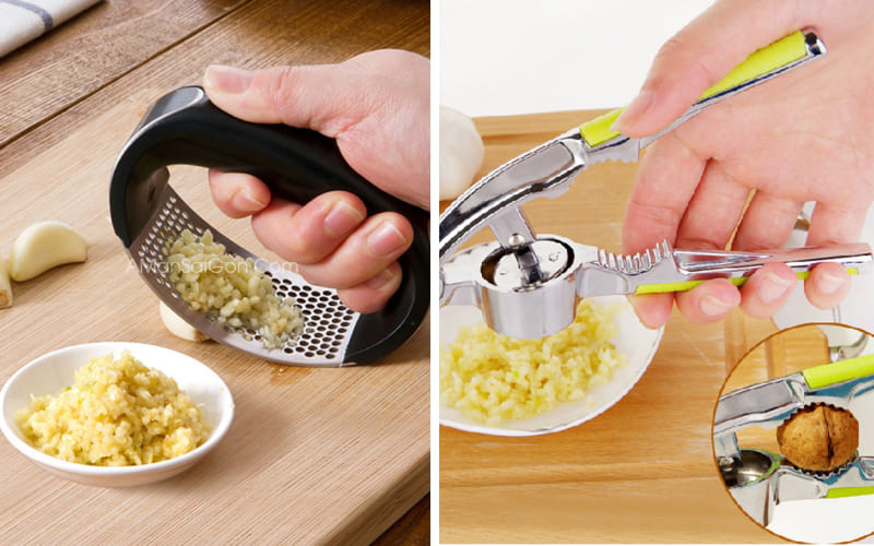 Dùng dụng cụ nghiền tỏi