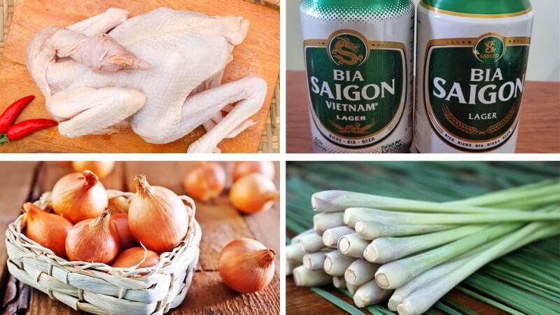 Nguyên liệu làm gà hấp bia