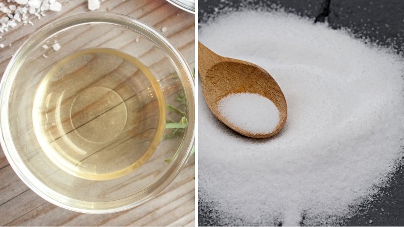 Sự kết hợp giữa giấm và muối tạo phản ứng mạnh, giúp tẩy sạch sâu các vết gỉ