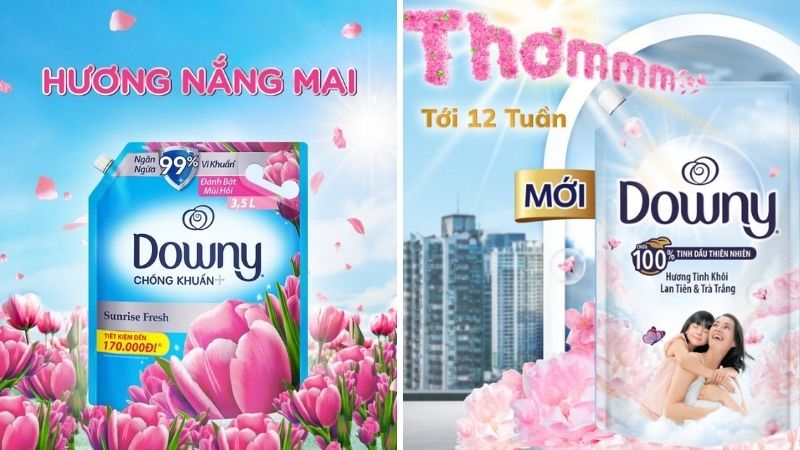 Downy hương nắng mai và tinh khôi hương lan tiên & trà trắng