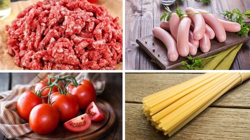 Nguyên liệu làm mì Ý thịt bằm