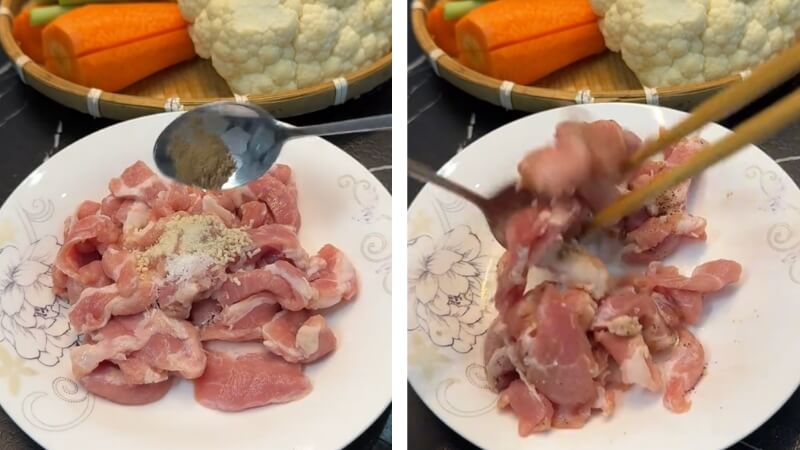 Sơ chế và ướp thịt heo