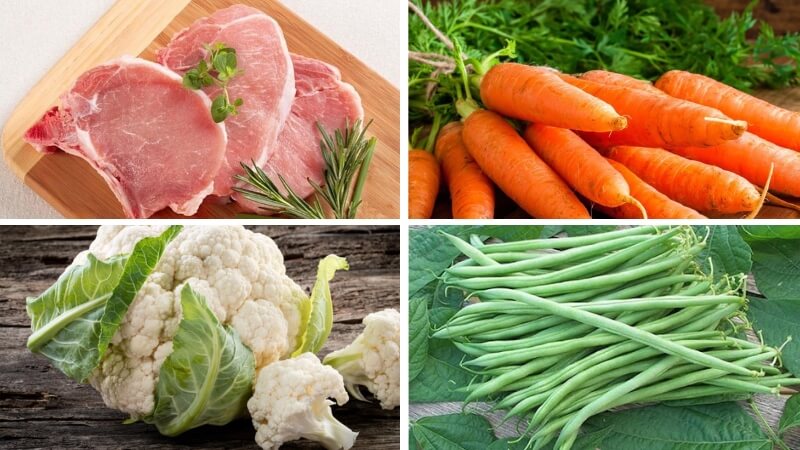 Nguyên liệu làm Thịt heo xào rau củ