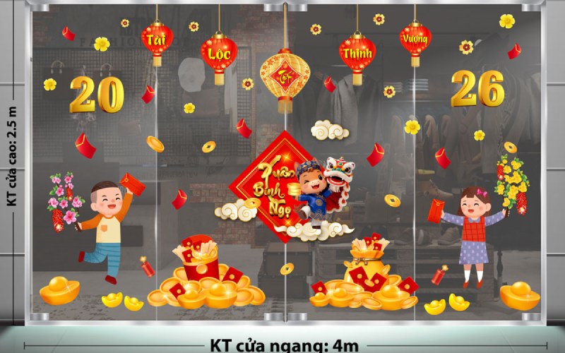 Trang trí các cửa kính trong nhà ngày Tết