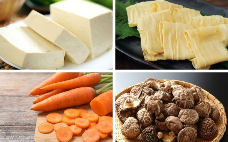 Nguyên liệu chay tươi ngon tạo nên món chả hấp dẫn.