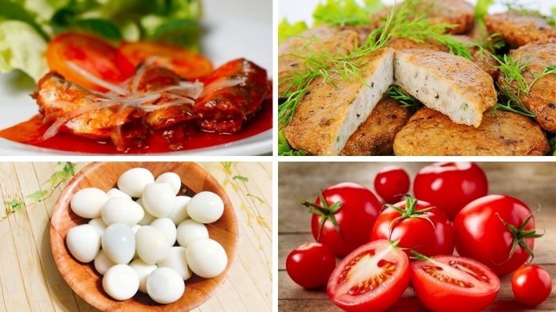 Nguyên liệu làm món bún cá mòi trứng cút