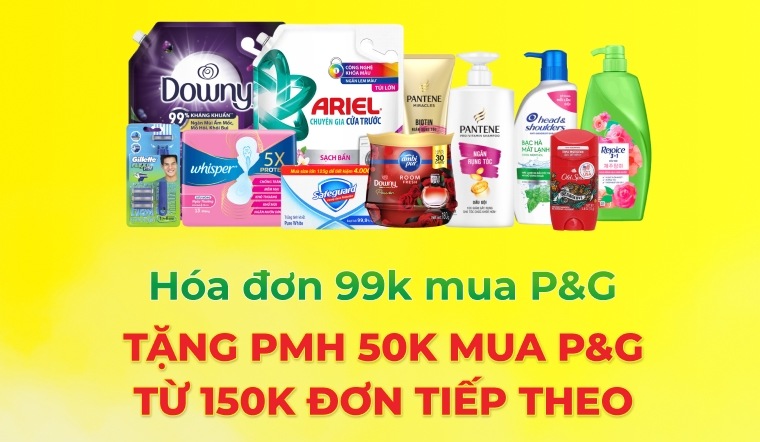 Tích lũy mua sắm cùng P&G nhận phiếu mua hàng tại Bách hóa XANH