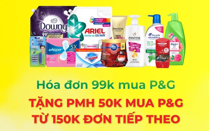 Tích lũy mua sắm cùng P&G nhận phiếu mua hàng tại Bách hóa XANH