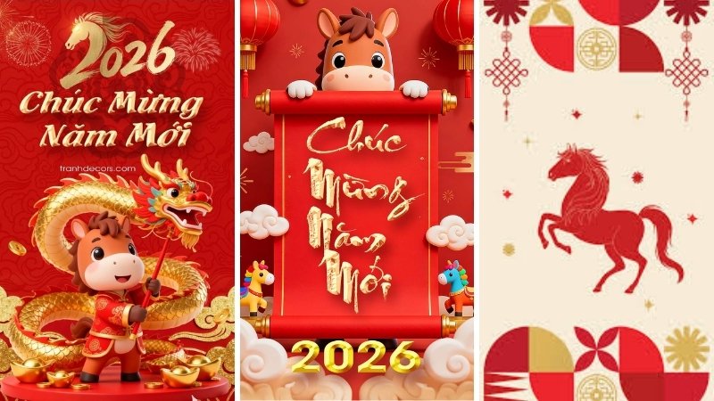 Mẫu thiệp chúc Tết Bính Ngọ 2026