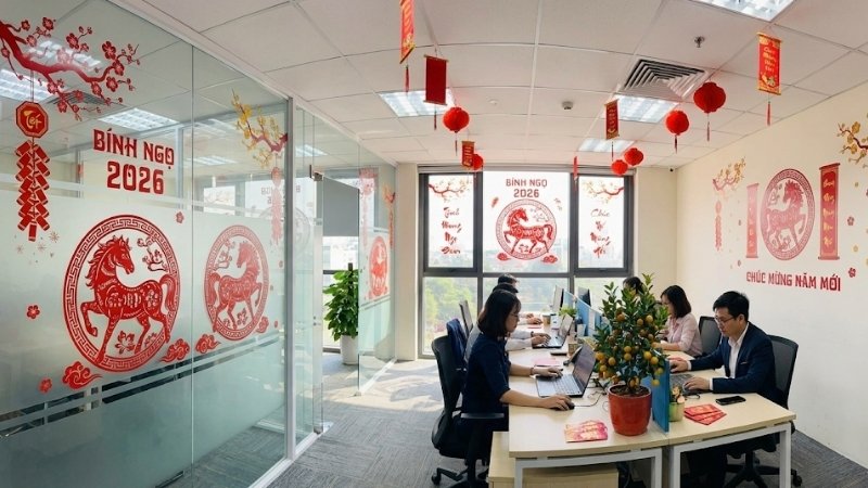 Trang trí decal tông màu đỏ