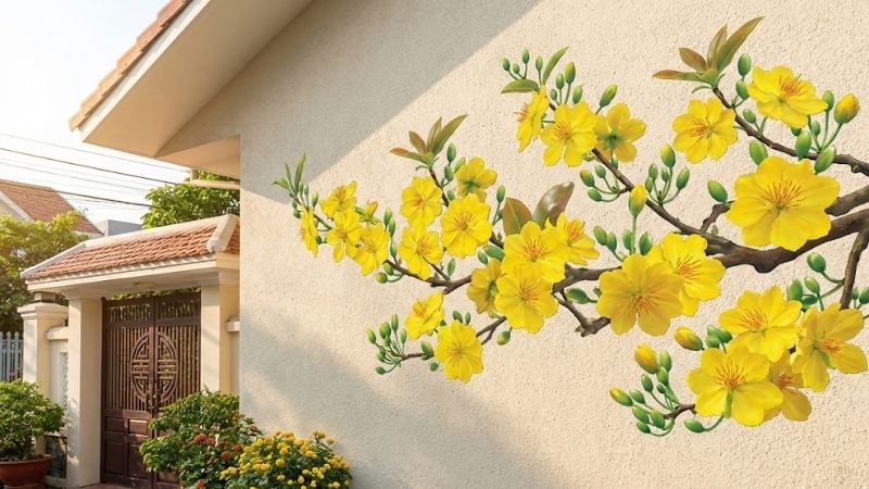 Mẫu decal hoa mai, hoa đào 10