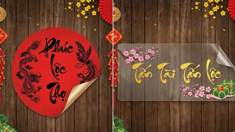 Mẫu decal chữ thư pháp, câu chúc Tết 2