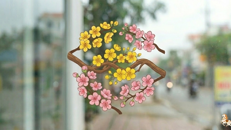 Mẫu decal hoa mai, hoa đào 6