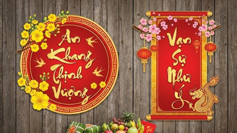 Mẫu decal chữ thư pháp, câu chúc Tết 4