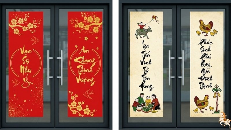 Mẫu decal chữ thư pháp, câu chúc Tết 3