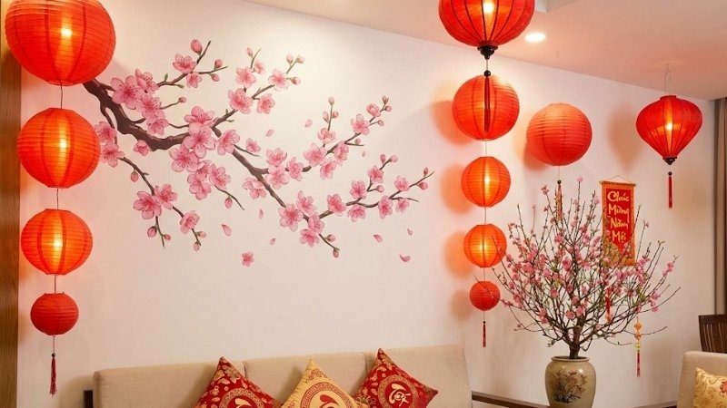 Mẫu decal hoa mai, hoa đào 9