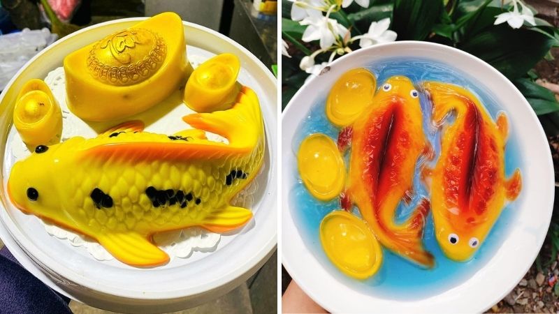 Bánh thạch rau câu 3D hình cá chép Bánh thạch rau câu 3D hình cá chép