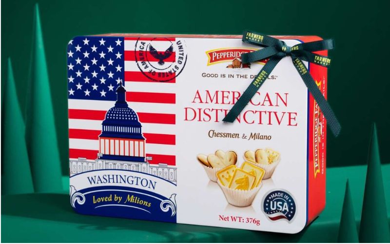 Bánh quy Pepperidge Farm với nhiều hương vị, giòn tan, hộp thiếc hiện đại, quà Tết lý tưởng Bánh quy Pepperidge Farm với nhiều hương vị, giòn tan, hộp thiếc hiện đại, quà Tết lý tưởng