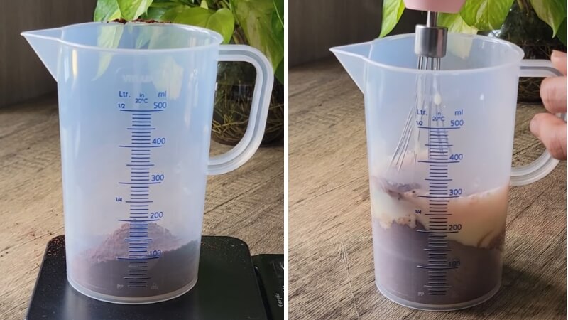 Bước 1: Hòa tan bột socola