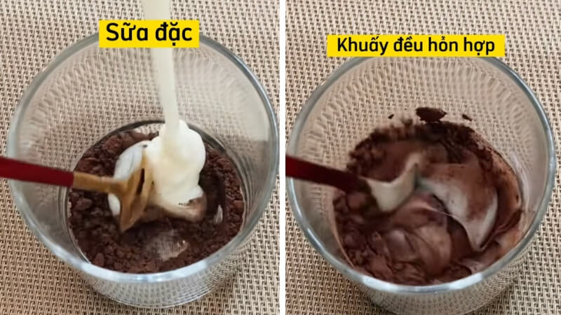 Bước 1: Trộn hỗn hợp cacao