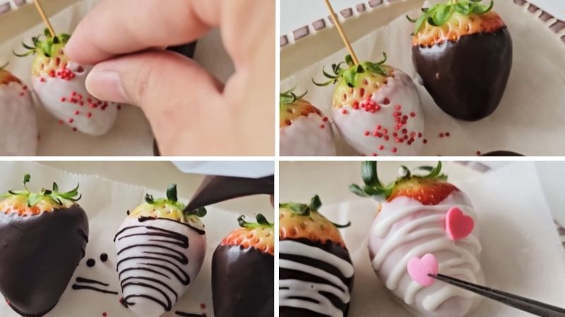 Trang trí socola bọc dâu tây