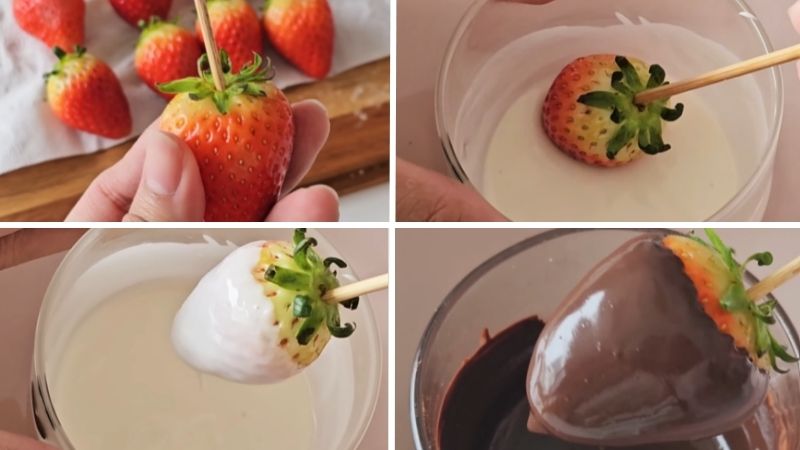 Nhúng dâu tây vào socola