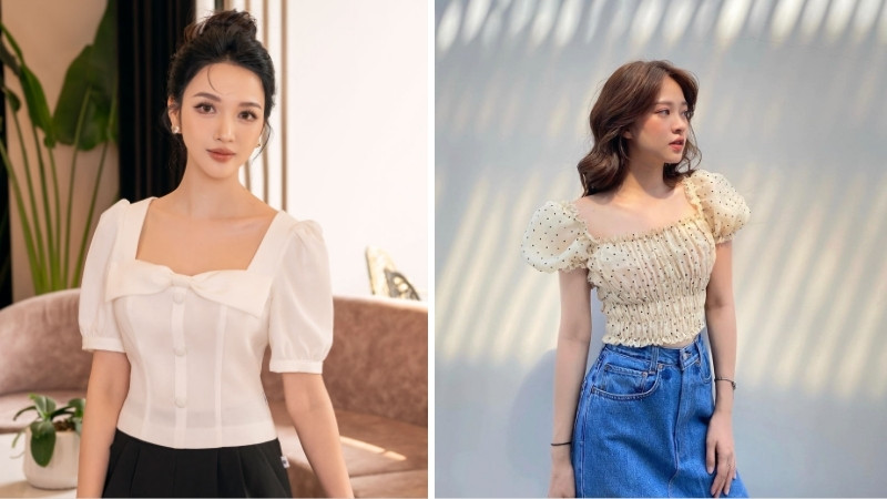 Để che khuyết điểm hãy ưu tiên các thiết kế có đệm vai, áo cổ vuông hoặc áo tay bồng Để che khuyết điểm hãy ưu tiên các thiết kế có đệm vai, áo cổ vuông hoặc áo tay bồng