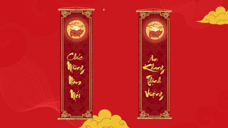 Mẫu background câu chúc Tết, thư pháp số 5