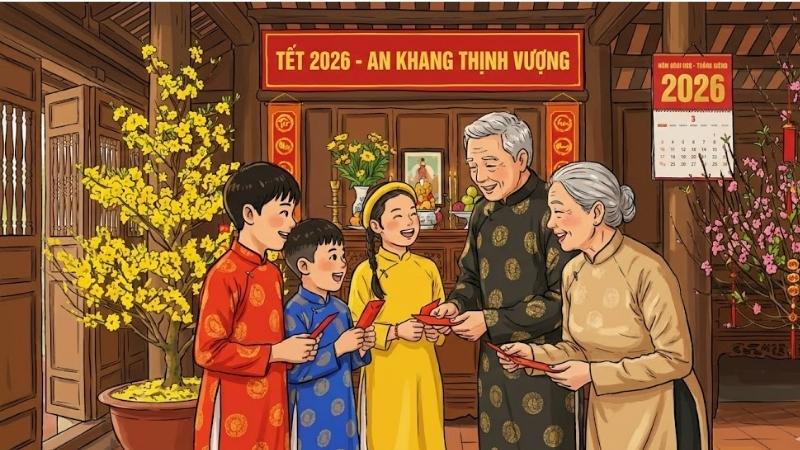 Mẫu background Tết 2026 gia đình sum họp số 9