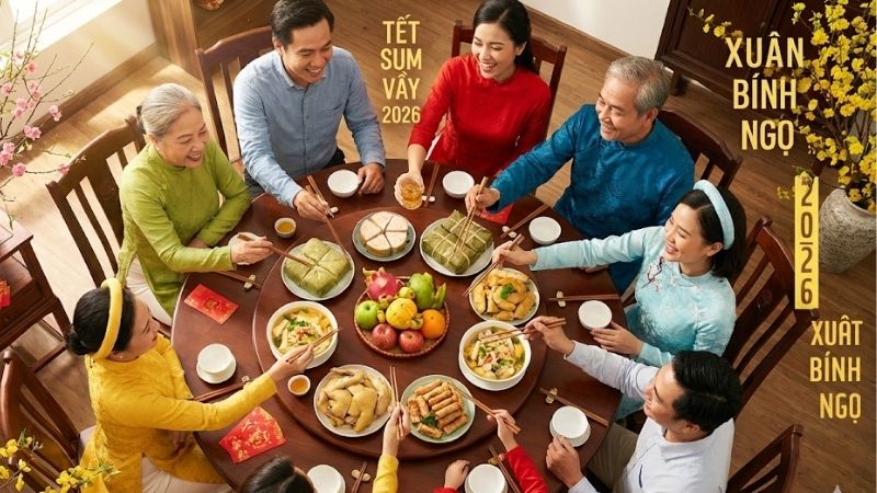Mẫu background Tết 2026 gia đình sum họp số 3