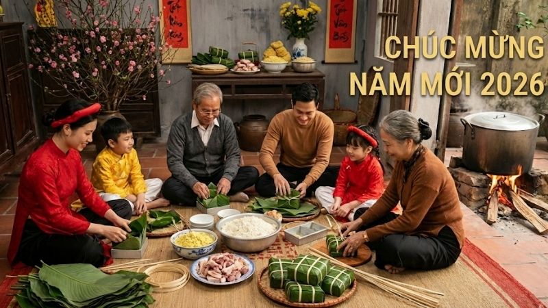 Mẫu background Tết 2026 gia đình sum họp số 6