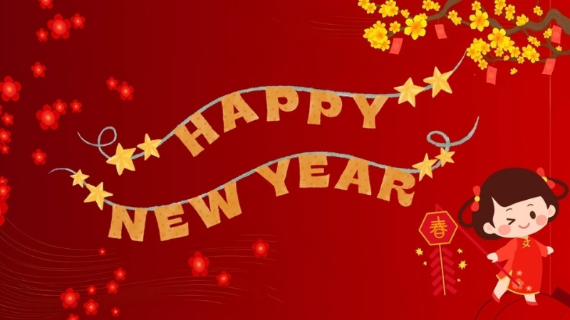 Mẫu background Tết 2026 hoa mai, hoa đào số 2