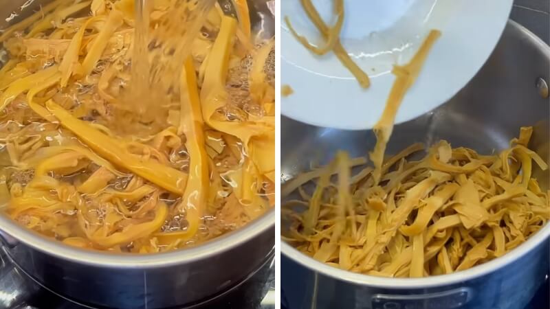 Xào măng trên lửa nhỏ khoảng 10 phút