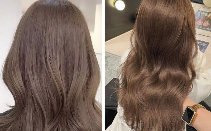Màu tóc nâu lạnh trầm nhẹ, tôn nét thanh lịch tự nhiên