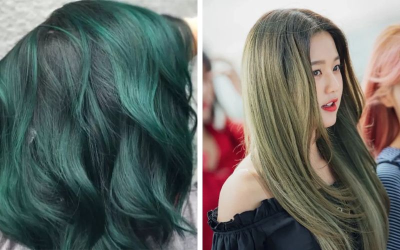 Màu tóc xanh rêu cá tính, lấy cảm hứng từ phong cách Hàn Quốc