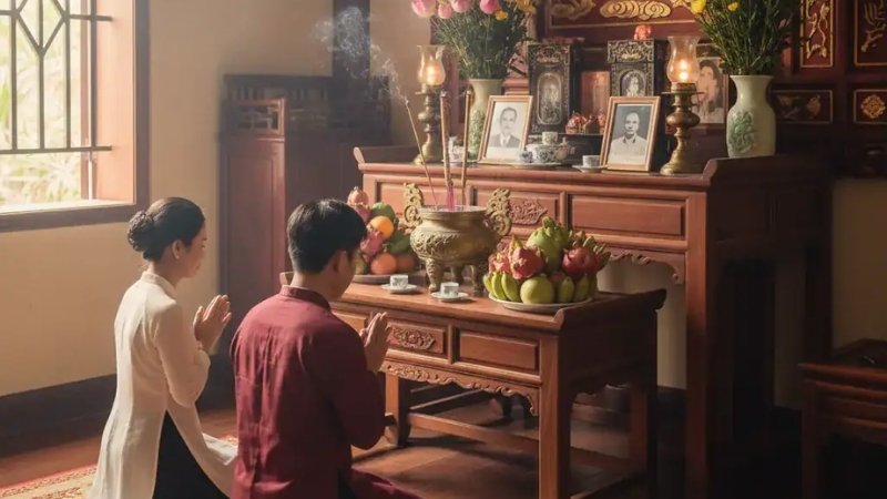 Gia chủ cần mặc trang phục chỉnh tề, kín đáo và giữ tâm thế thành kính