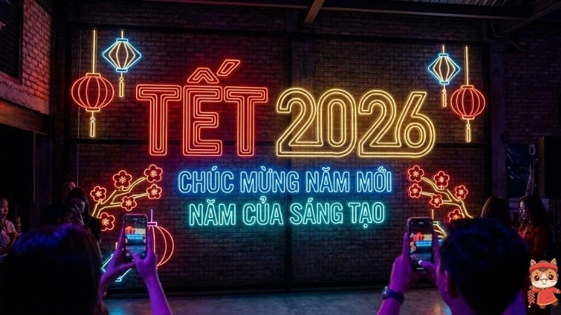 Backdrop phong cách Neon Sign hiện đại