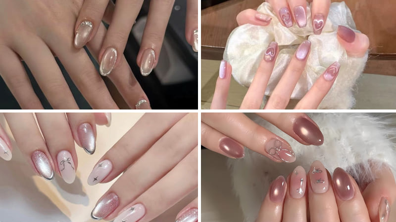 Nail mắt mèo tone hồng