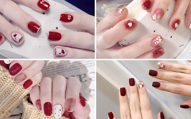 Mẫu nail sắc đỏ nổi bật và khá đơn giản