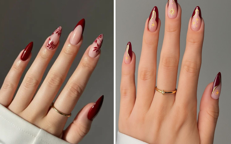 Mẫu nail đỏ với thiết kế ấn tượng