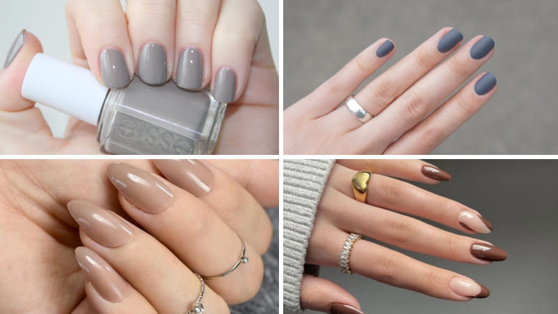 Mẫu nail xám trơn phù hợp cho da ngăm