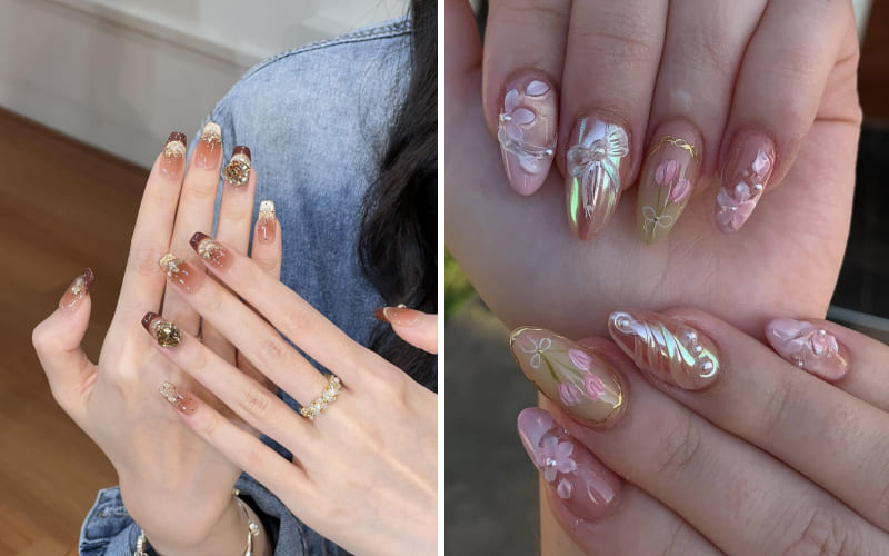 Mẫu nail nhũ cực quang đang rất hot