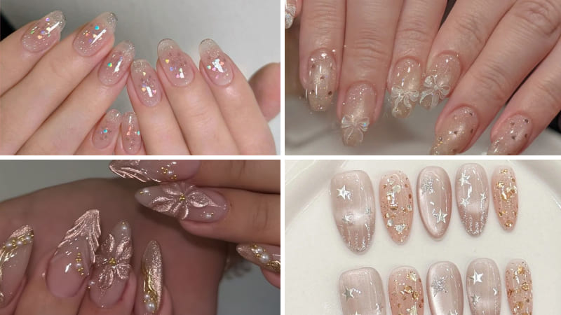 Mẫu nhũ sắc hồng đẹp sang trọng