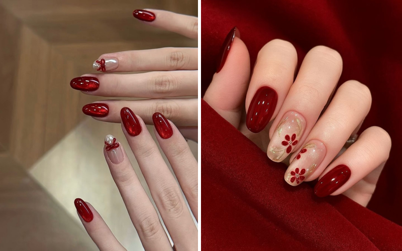 Mẫu nail đỏ kiêu kì 