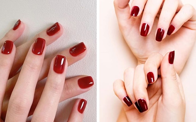 Mẫu nail đỏ trơn đơn giản