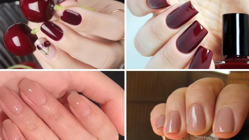 Nail màu nude, đỏ nổi bật và sang trọng