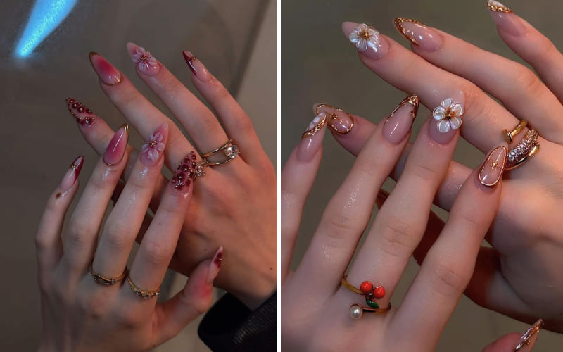 Nail bông hoa thiết kế đẹp mắt