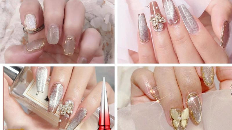 Nail mắt mèo đính kết